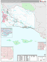 Santa Barbara-Santa Maria-Lompoc Metro Area Wall Map Premium Style 2024